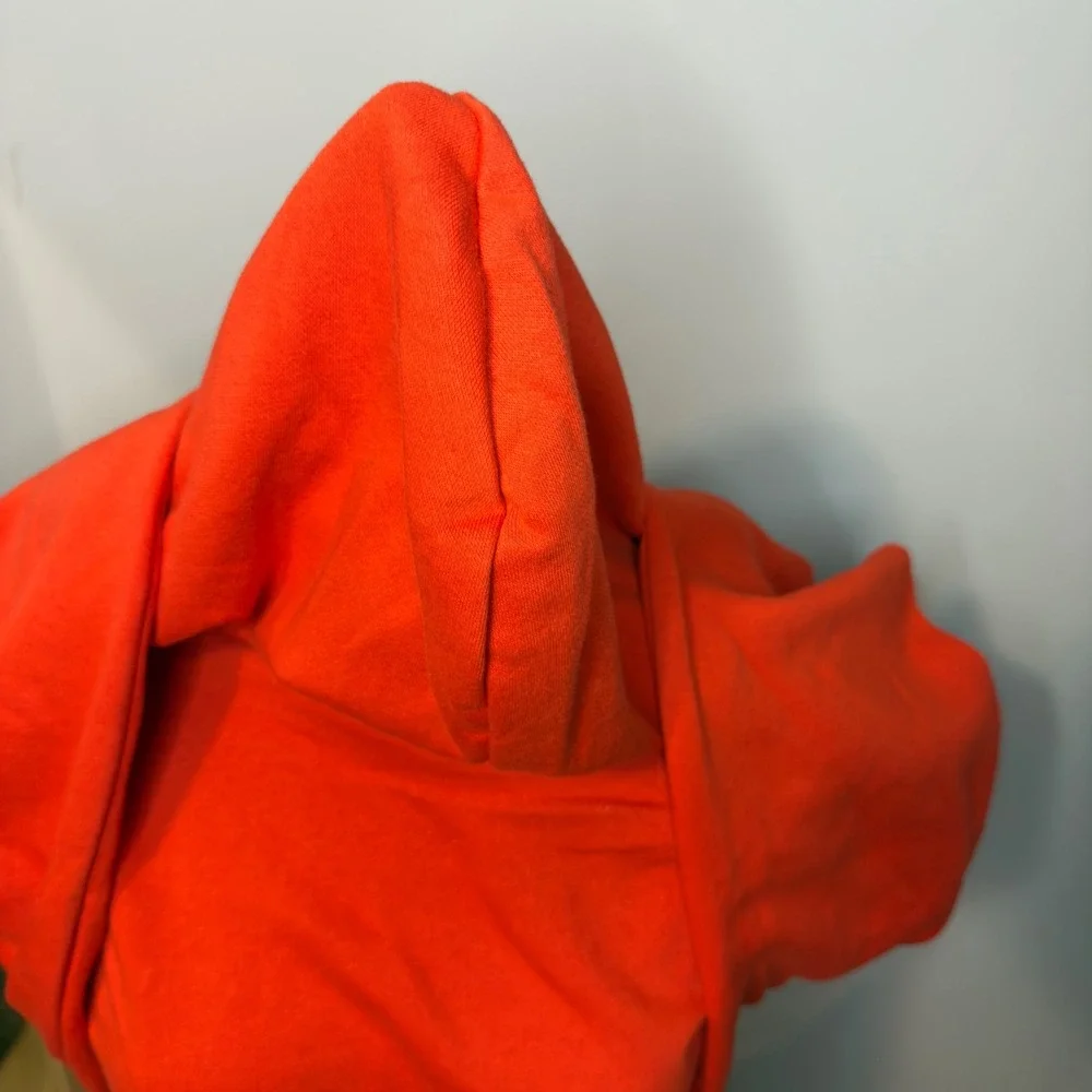 The North Face Mens‎ Red Orange Tonal Logo Pullover Fleece Hoodie Sweatshirt Lge